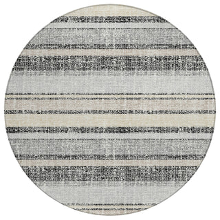 Piper Looms Chantille Stripes ACN2122 Black Machine Washable Area Rug Round Main Image