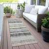 Piper Looms Chantille Stripes ACN2122 Black Machine Washable Area Rug Runner Outdoor Lifestyle Image Feature