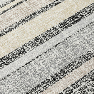 Piper Looms Chantille Stripes ACN2122 Black Machine Washable Area Rug Swatch Image