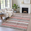 Piper Looms Chantille Stripes ACN2122 Burgundy Machine Washable Area Rug Lifestyle Image Feature