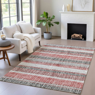 Piper Looms Chantille Stripes ACN2122 Burgundy Machine Washable Area Rug Lifestyle Image Feature