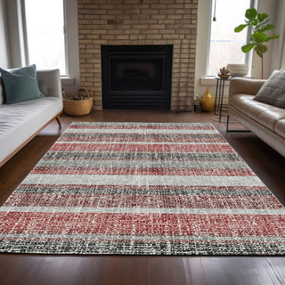 Piper Looms Chantille Stripes ACN2122 Burgundy Machine Washable Area Rug Lifestyle Image Feature