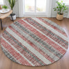 Piper Looms Chantille Stripes ACN2122 Burgundy Machine Washable Area Rug Round Lifestyle Image Feature