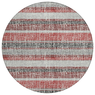 Piper Looms Chantille Stripes ACN2122 Burgundy Machine Washable Area Rug Round Main Image