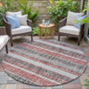 Piper Looms Chantille Stripes ACN2122 Burgundy Machine Washable Area Rug Round Outdoor Lifestyle Image Feature