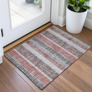 Piper Looms Chantille Stripes ACN2122 Burgundy Machine Washable Area Rug Scatter Lifestyle Image Feature