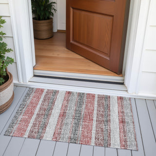 Piper Looms Chantille Stripes ACN2122 Burgundy Machine Washable Area Rug Scatter Outdoor Lifestyle Image Feature