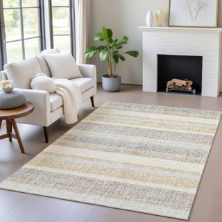 Piper Looms Chantille Stripes ACN2122 Gold Machine Washable Area Rug Lifestyle Image Feature