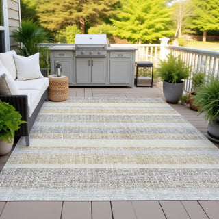 Piper Looms Chantille Stripes ACN2122 Gold Machine Washable Area Rug Outdoor Lifestyle Image Feature