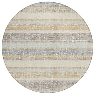Piper Looms Chantille Stripes ACN2122 Gold Machine Washable Area Rug Round Main Image