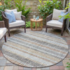 Piper Looms Chantille Stripes ACN2122 Gray Machine Washable Area Rug Round Outdoor Lifestyle Image Feature