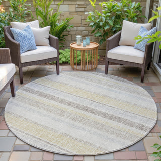 Piper Looms Chantille Stripes ACN2122 Ivory Machine Washable Area Rug Round Outdoor Lifestyle Image Feature