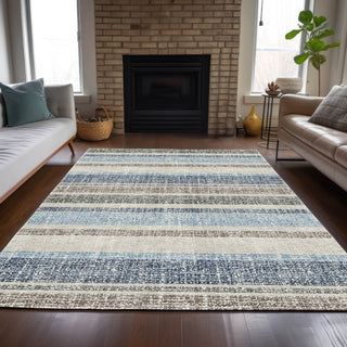 Piper Looms Chantille Stripes ACN2122 Navy Machine Washable Area Rug Lifestyle Image Feature