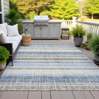 Piper Looms Chantille Stripes ACN2122 Navy Machine Washable Area Rug Outdoor Lifestyle Image Feature