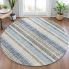 Piper Looms Chantille Stripes ACN2122 Navy Machine Washable Area Rug Round Lifestyle Image Feature
