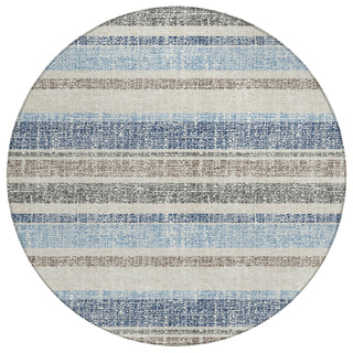 Piper Looms Chantille Stripes ACN2122 Navy Machine Washable Area Rug Round Main Image