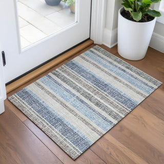 Piper Looms Chantille Stripes ACN2122 Navy Machine Washable Area Rug Scatter Lifestyle Image Feature