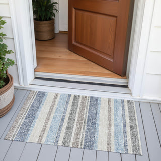 Piper Looms Chantille Stripes ACN2122 Navy Machine Washable Area Rug Scatter Outdoor Lifestyle Image Feature