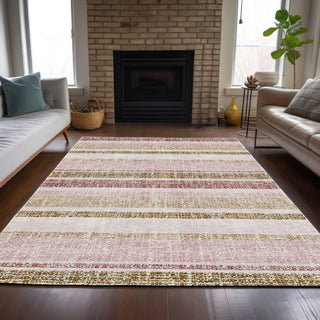 Piper Looms Chantille Stripes ACN2122 Pink Machine Washable Area Rug Lifestyle Image Feature