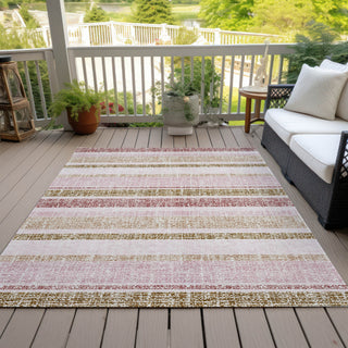 Piper Looms Chantille Stripes ACN2122 Pink Machine Washable Area Rug Outdoor Lifestyle Image Feature
