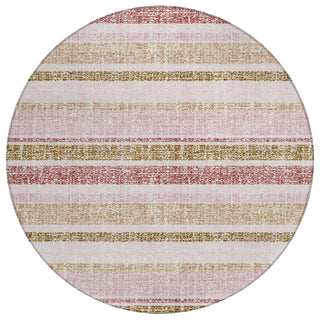 Piper Looms Chantille Stripes ACN2122 Pink Machine Washable Area Rug Round Main Image