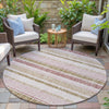 Piper Looms Chantille Stripes ACN2122 Pink Machine Washable Area Rug Round Outdoor Lifestyle Image Feature