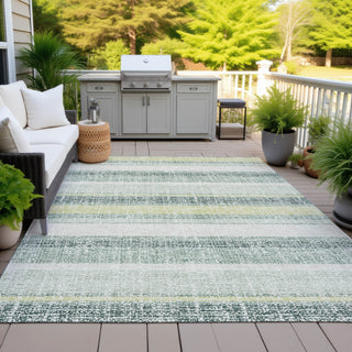 Piper Looms Chantille Stripes ACN2122 Seafoam Machine Washable Area Rug Outdoor Lifestyle Image Feature
