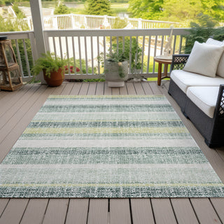 Piper Looms Chantille Stripes ACN2122 Seafoam Machine Washable Area Rug Outdoor Lifestyle Image Feature