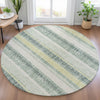 Piper Looms Chantille Stripes ACN2122 Seafoam Machine Washable Area Rug Round Lifestyle Image Feature