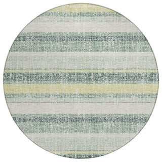 Piper Looms Chantille Stripes ACN2122 Seafoam Machine Washable Area Rug Round Main Image