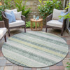 Piper Looms Chantille Stripes ACN2122 Seafoam Machine Washable Area Rug Round Outdoor Lifestyle Image Feature