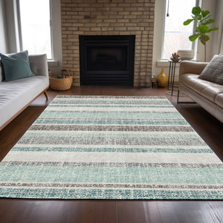 Piper Looms Chantille Stripes ACN2122 Teal Machine Washable Area Rug Lifestyle Image Feature