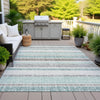 Piper Looms Chantille Stripes ACN2122 Teal Machine Washable Area Rug Outdoor Lifestyle Image Feature