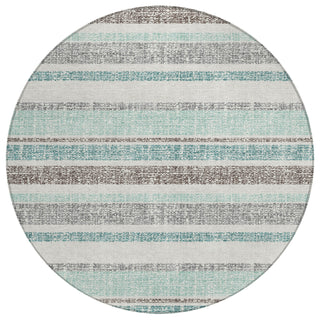 Piper Looms Chantille Stripes ACN2122 Teal Machine Washable Area Rug Round Main Image