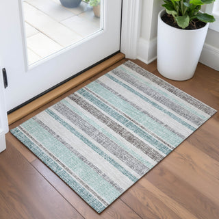 Piper Looms Chantille Stripes ACN2122 Teal Machine Washable Area Rug Scatter Lifestyle Image Feature