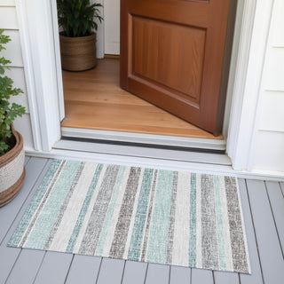 Piper Looms Chantille Stripes ACN2122 Teal Machine Washable Area Rug Scatter Outdoor Lifestyle Image Feature