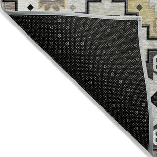 Piper Looms Chantille Ethnic ACN2123 Black Machine Washable Area Rug Backing Image