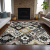 Piper Looms Chantille Ethnic ACN2123 Black Machine Washable Area Rug Lifestyle Image Feature