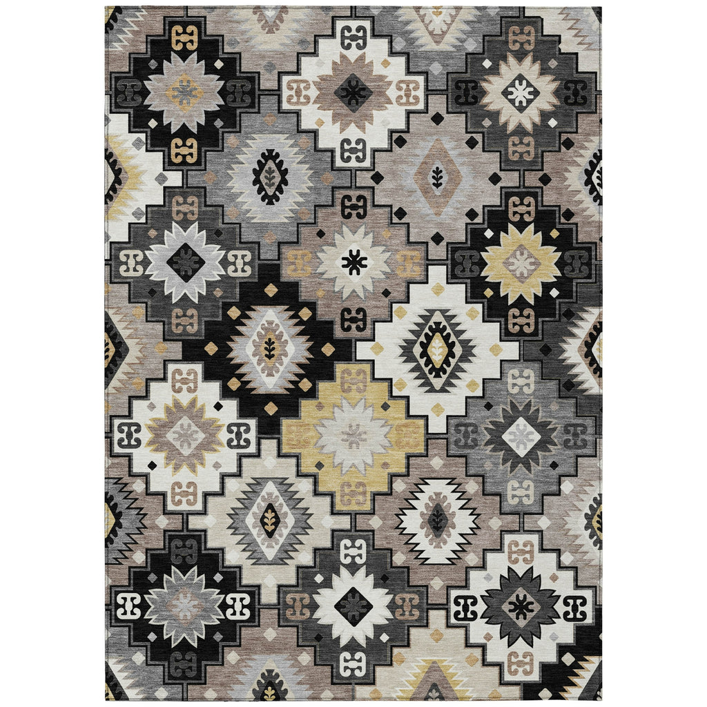 Piper Looms Chantille Ethnic ACN2123 Black Machine Washable Area Rug main image