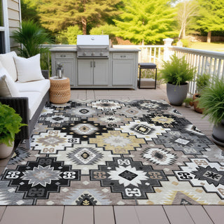 Piper Looms Chantille Ethnic ACN2123 Black Machine Washable Area Rug Outdoor Lifestyle Image Feature