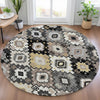 Piper Looms Chantille Ethnic ACN2123 Black Machine Washable Area Rug Round Lifestyle Image Feature