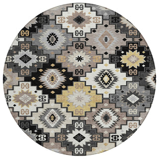 Piper Looms Chantille Ethnic ACN2123 Black Machine Washable Area Rug Round Main Image