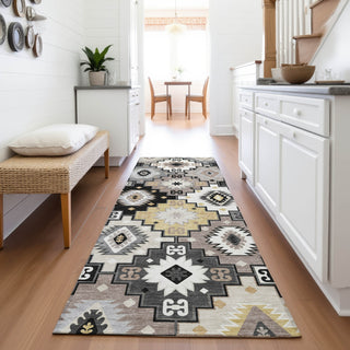 Piper Looms Chantille Ethnic ACN2123 Black Machine Washable Area Rug Runner Lifestyle Image Feature