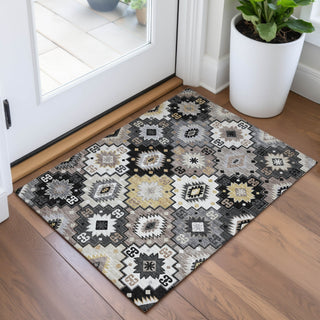 Piper Looms Chantille Ethnic ACN2123 Black Machine Washable Area Rug Scatter Lifestyle Image Feature