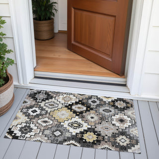 Piper Looms Chantille Ethnic ACN2123 Black Machine Washable Area Rug Scatter Outdoor Lifestyle Image Feature