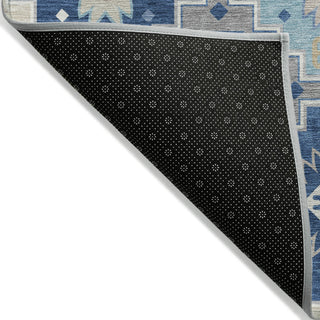 Piper Looms Chantille Ethnic ACN2123 Blue Machine Washable Area Rug Backing Image