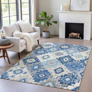 Piper Looms Chantille Ethnic ACN2123 Blue Machine Washable Area Rug Lifestyle Image Feature