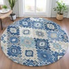 Piper Looms Chantille Ethnic ACN2123 Blue Machine Washable Area Rug Round Lifestyle Image Feature