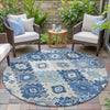 Piper Looms Chantille Ethnic ACN2123 Blue Machine Washable Area Rug Round Outdoor Lifestyle Image Feature