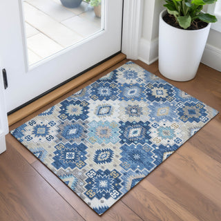 Piper Looms Chantille Ethnic ACN2123 Blue Machine Washable Area Rug Scatter Lifestyle Image Feature